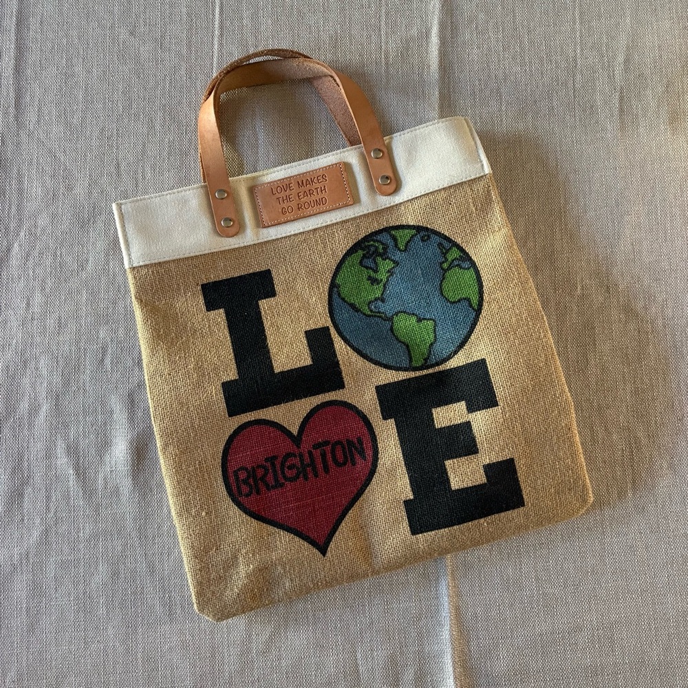 Brighton Limited Edition “Love makes the earth go around” Canvas Tote Bag - Picture 1 of 6